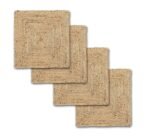 Braided Jute Square Placemats for Bed-Side Table, Center Table, Dining Table Mat 35 Cm Natural/Beige Set of 4 - Image 4
