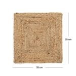 Braided Jute Square Placemats for Bed-Side Table, Center Table, Dining Table Mat 35 Cm Natural/Beige Set of 4 - Image 2