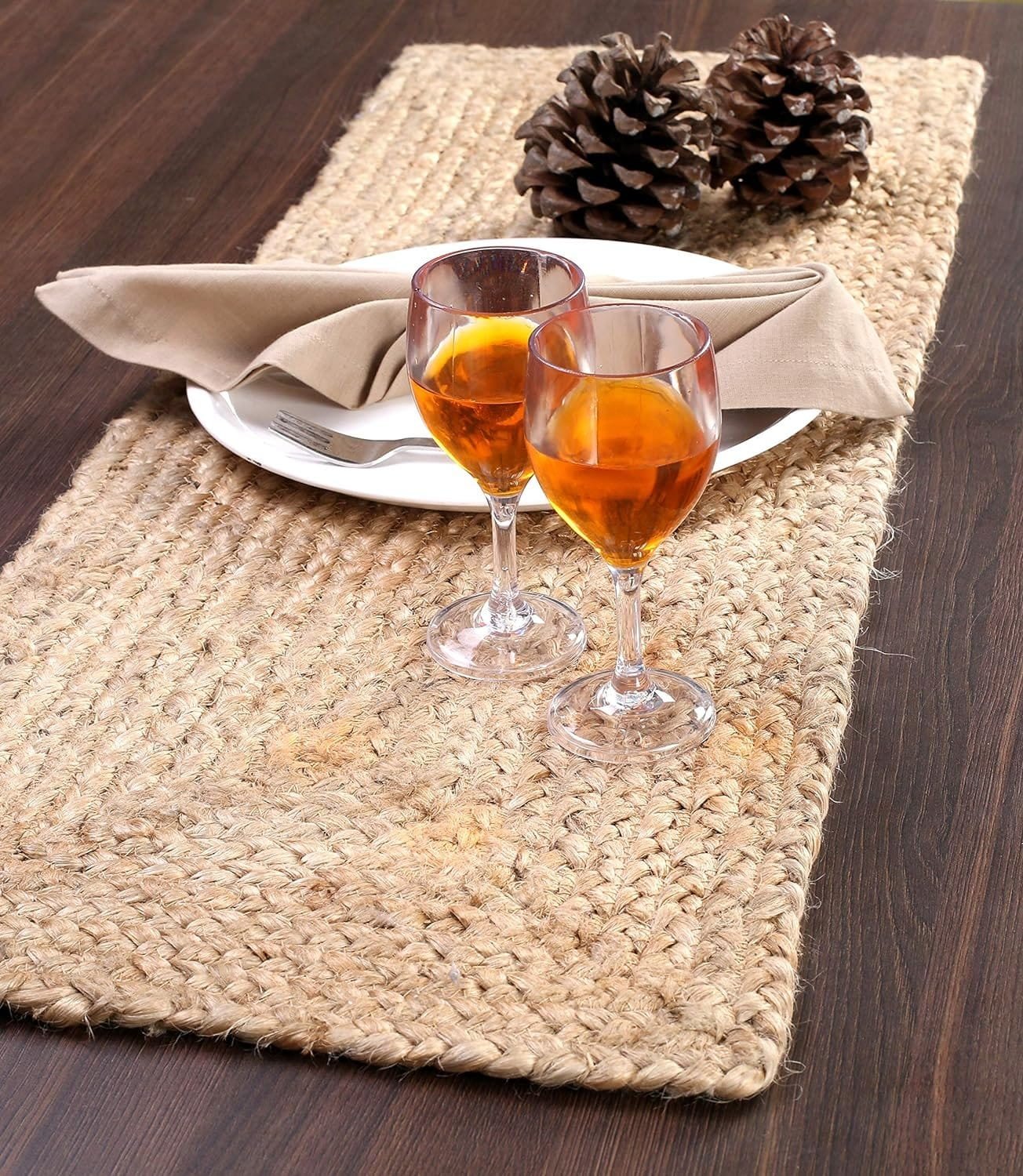 JUTE-TABLE-RUNNER-36-INCHES3.jpg Jute Table Runner 36 Inches Long | 13x36 Natural Jute Braided Table Runner | Organic Eco-Friendly Rustic Vintage Dining Table Runner - Image 1