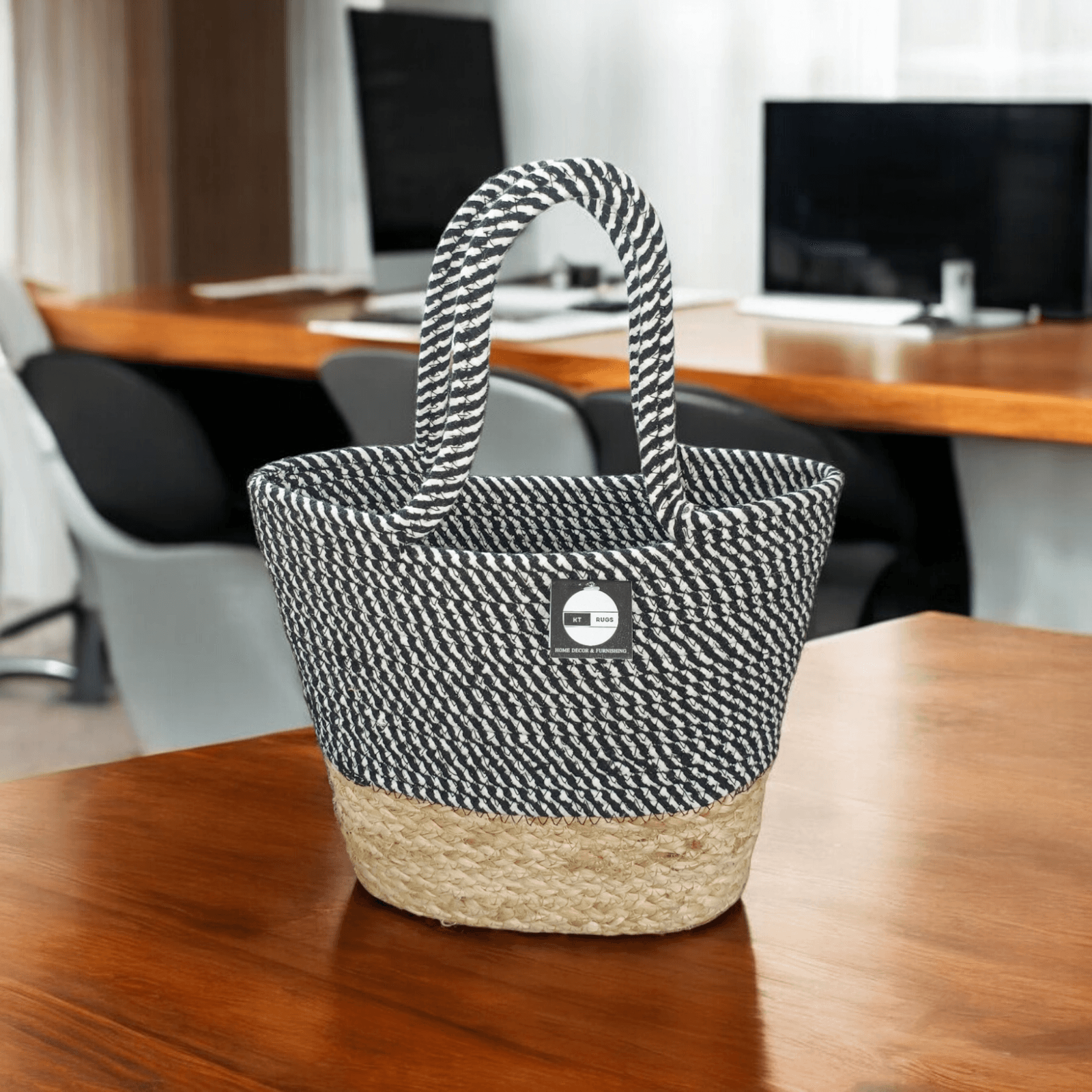 Photoroom-20240719_153323.png Elegant and Eco-Friendly: Designer Jute Cotton Tote Bag - Image 1