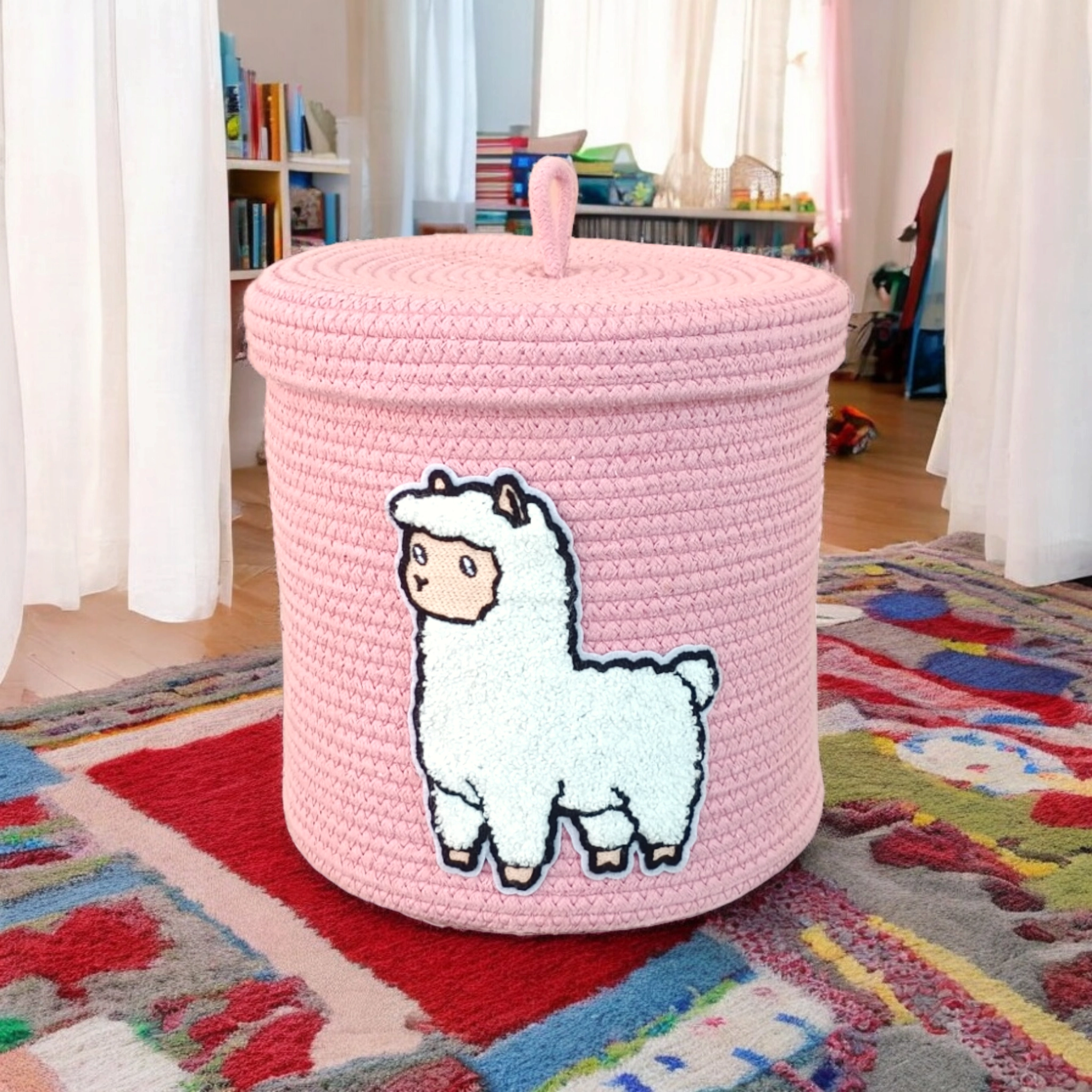 Photoroom-20240810_155930.webp Store in Style: The Eco-Friendly Alpaca Llama Storage Basket - Image 1