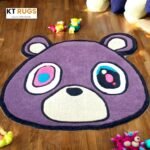 Purple Bear Kids Area Rug, Cartoon Design, Luxury Affordable Collection