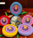Pack of 5 eco-friendly Diwali dry fruit tray boxes in red, yellow, pink, aqua, and purple—made from 100% recycled cotton, 8x8 inches, ideal for customized sweet hampers Perfect for gifting, retail, or DIY hamper kits. Best For Eco-friendly diwali gifts 2025