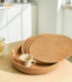 Braided jute placemats set of 6 in beige color – 15 inch round boho table mats